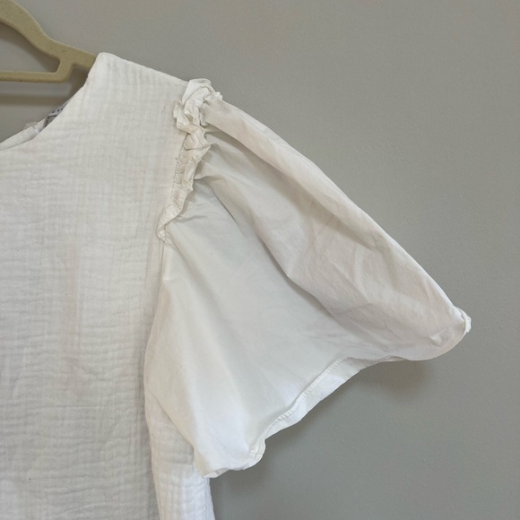 New English Factory White Woven Mixed Flutter Sleeve Dress, size L - Picture 5 of 8